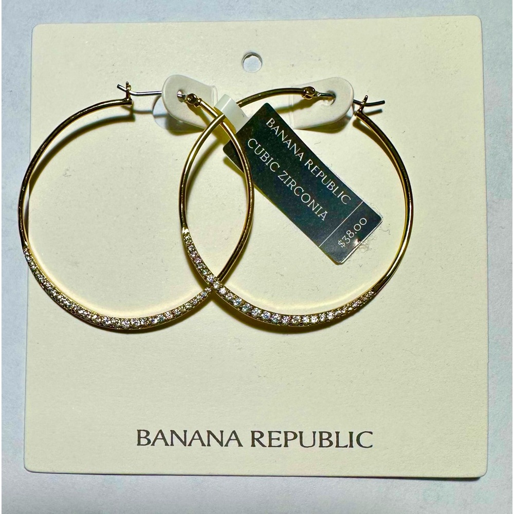 Banana Republic cubic zirconia pave gold hoops